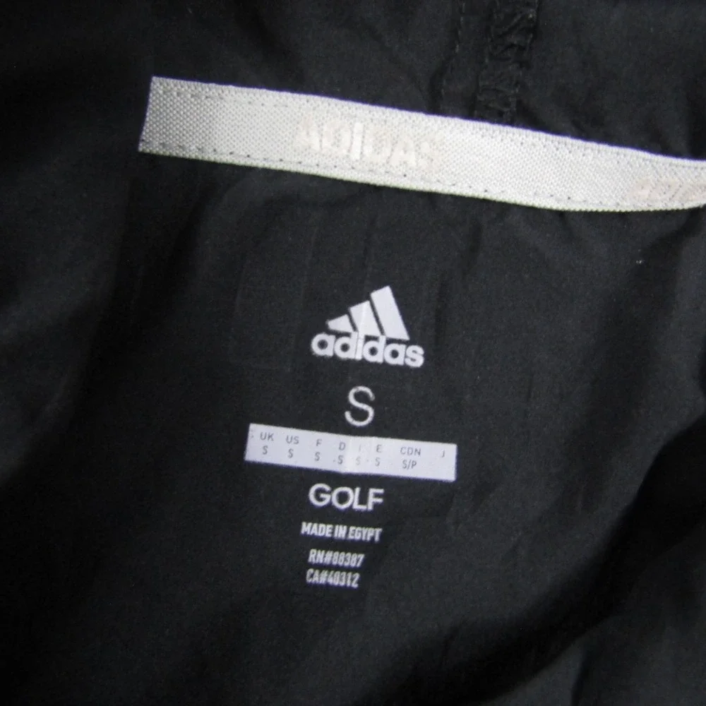 Adidas Jacket Mens S‎ Black Hooded Full Zip Windbreaker Lightweight Golf Sport